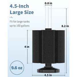 Pawfly Aquarium Bio Sponge Filter Quiet Betta Fry Shrimp and Small Fish Foam Filter for Fish Tanks up to 100 Gallons