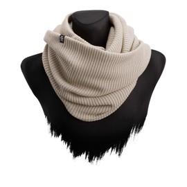 Manufaktur13 Knit Loop - Tube Scarf, Knitted Loop with Waffle Knit Pattern, Wool Scarf / Long Scarf Available in Various Colours (M13), Pale / Beige
