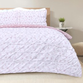 Sleepdown Duvet Cover Set, Blush Pink White, Single