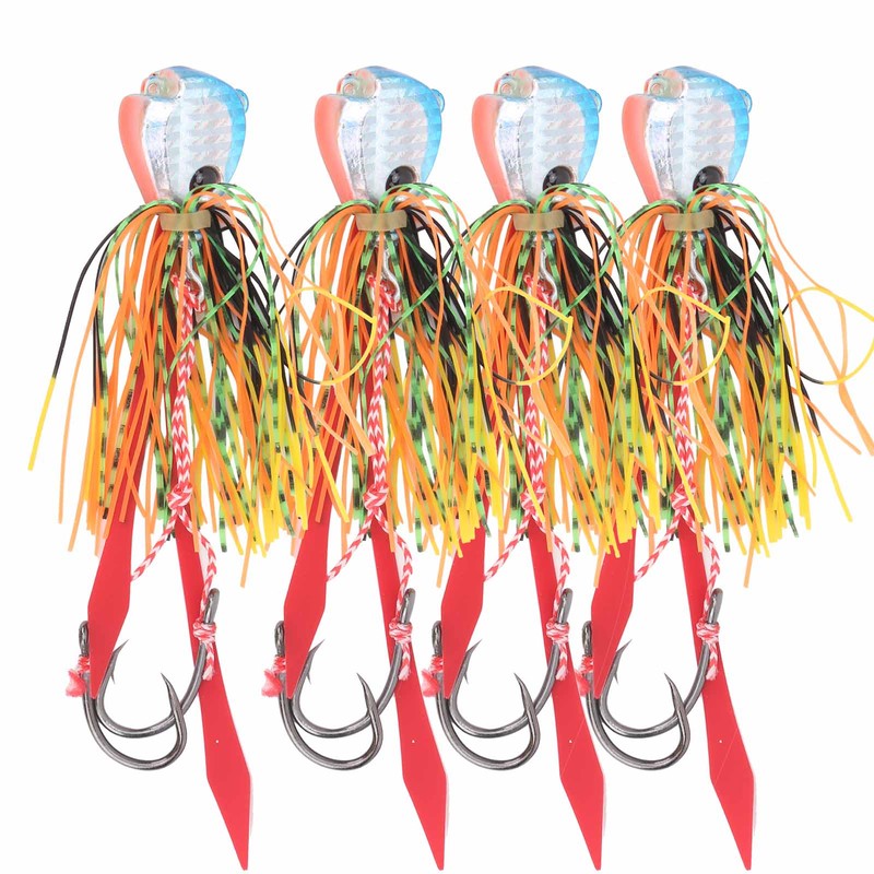 4Pcs 65g Fishing Artificial Baits Silicone Skirts Lures with Hook