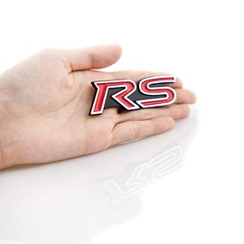 2Pcs RS Emblems Car Embelm Vehicle Emblem Letter Logo Badge Premium Car Fender Sticker Replacement for Brio (Red)