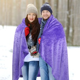 Catalonia Lavender Fleece Wearable Blanket Poncho for Adult Women Men, Travel Wrap Blanket Cape with Pocket | Warm, Soft, Cozy, Snuggly, Gift for Her, No Sleeves | All-Season