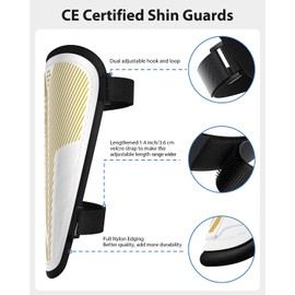 Upgraded Soccer Shin Guards Kids Youth, CE Certified AirsFish Shin Pads Protection Gear for 2-18 Years Old Boys Girls Teenagers EVA High Impact Resistant Breathable Comfortable 1 Pair White+Gold S