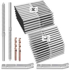BLIKA 120 Pack T316 Stainless Steel Right&Left Handed Thread Swage Lag Screws for Wood Posts of 1/8" Deck Cable Railing Kit, 1/8" Wire Railing Kit for Decks with Wrench, DIY Wood Baluster