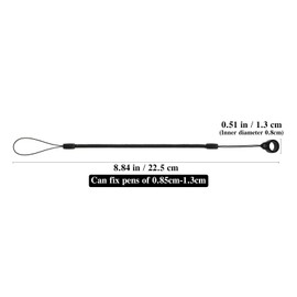 NUOBESTY 8Pcs Elastic Stylus Pens Lanyard with Retractable Spring Coils, Anti-Lost Plastic Tethers Straps for Touchscreen Pens, Adjustable Safety Cord for Tablets and Phones, Black