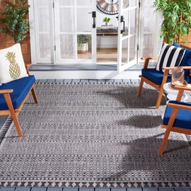 SAFAVIEH Courtyard Collection Area Rug - 8' x 10', Black & Beige, Indoor/Outdoor, Waterproof & Easy Cleaning, Ideal for Patio, Backyard, Mudroom (CY8081-36621-8)