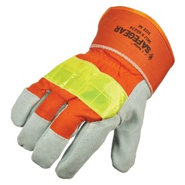 SAFEGEAR, High Visibility Winter Gloves, Split Cowhide Leather Palm, Reflective, Medium, 2-Pack