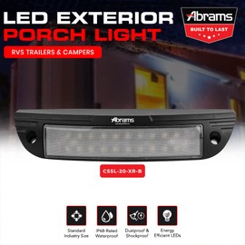 Abrams 9" LED RV Exterior Porch Light - 20W Utility Lighting for Campers Trailers Motorhomes Marine Boats [2,000 LM] 45° Down Work/Scene/Flood Awning Lights [IP68] 9-32V - Black Accent Area Lights