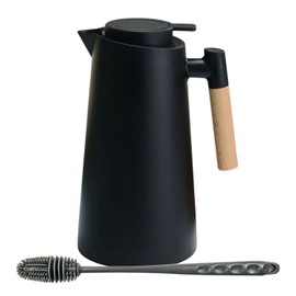 Coffee Thermos with Handle and Cleaner Brush - 24 Hours Hot Double Walled Coffee and Beverage Dispenser Flask for Keeping Hot Coffee,Tea, Water - 33.81 Oz (1L) (Black)