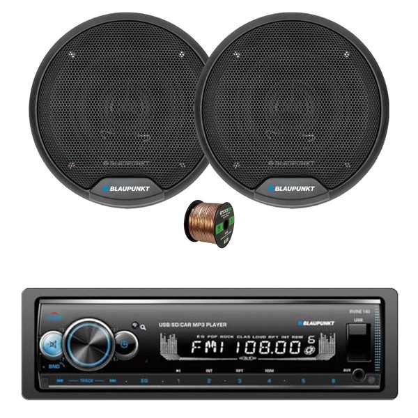Blaupunkt IRVINE140 Single DIN USB/SD/AUX Bluetooth MP3 Stereo Receiver, 2x