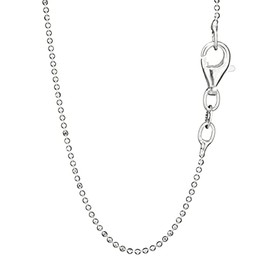 NKlaus Necklace Ball Chain Diamond-Coated 925 Sterling Silver (38 cm - 80 cm) Width: 1.0 mm, Sterling Silver