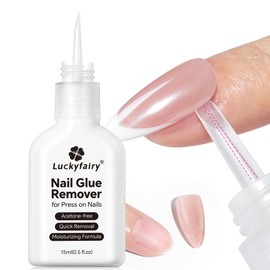 Luckyfairy Nail Glue Remover for Press on Nails, 15ml Acetone-free Nail Polish Remover, Multi-Functional Glue Remover for Nails Tips, Quick Easy Gentle Removal, Not for Gel Polish