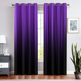 BSPPTI Abstract Curtains for Bedroom 42x84inch Ombre Window Curtain Purple and Black Blackout Curtains Insulated Room Darkening Window Drapes for Living Room 2 Panels