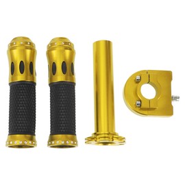 X AUTOHAUX 7/8" 22mm 15/16" 24mm Motorcycle Hand Grips Cover Kit Non Slip Aluminum Alloy Handlebar Cover for Motorcycle Scooter Bicycle ATV Gold Tone 1Set