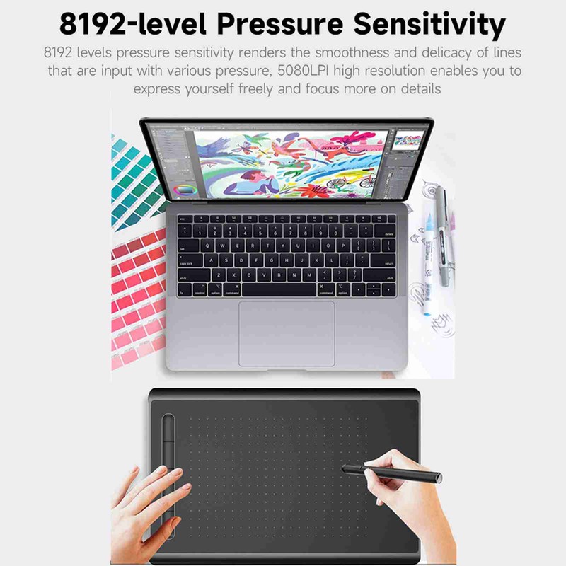 Graphics Tablet 8192 Levels Pressure 5080LPI High Resolution Compact Smart