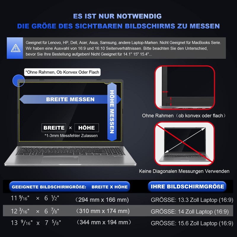 ngningo Notebook Laptop Privacy Screen Protector 14 Inch for 16:9