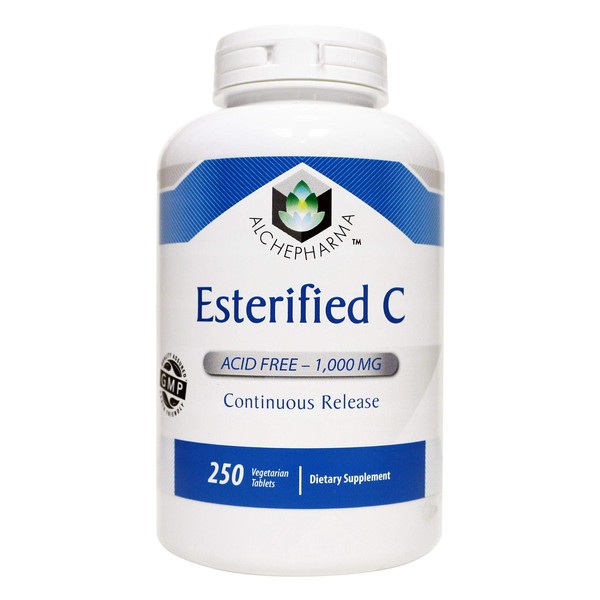 AlchePharma Esterified C 1000 mg Continuous-Release 250 Veg Tabs