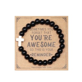 Inspirational Bracelets for Women Natural Stone Healing Relaxation Chakra Cross Bracelet Gifts for Christian Easter Graduation Birthday Christmas Mothers day Valentines Thanksgiving Appreciation Gifts