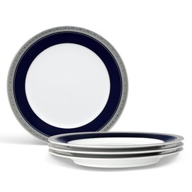 Noritake Crestwood Cobalt Platinum Salad/Dessert Plate, 8 1/4", Set of 4 in Blue/White