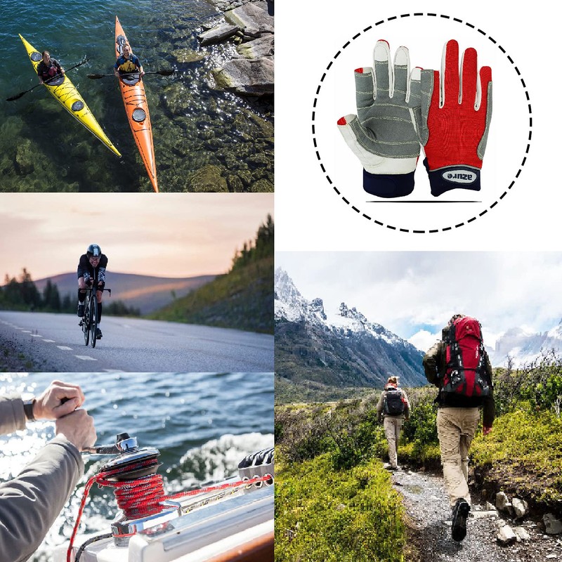 Azure sailing Gloves STOPWATCH FRIENDLY STRONG STITCHING-X Small F/F-RED