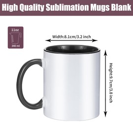 TANGLONG Sublimation Mugs 11 oz Set of 12 Sublimation Coffee Mugs Sublimation Cups Tazas Para Sublimar Coffee Cups 6 White and 6 Black