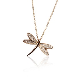 Dragonfly Charm Pendant Necklace, 925 Sterling Silver Gold Rose Gold Dragonfly, Dainty Dragonfly Jewelry, Bug Necklace, CZ Cubic Zirconia