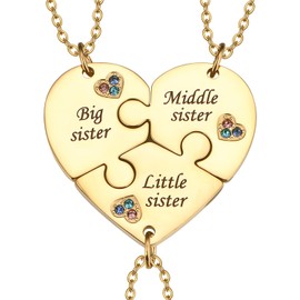 Yonhon 3 Big Middle Little Three Sister Necklace for 3