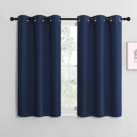 NICETOWN Blackout Draperies Curtains, Navy, 1 Pair, 34 x 36 inches, All Season Thermal Insulated Solid Grommet Top Blackout Curtains/Drapes for Kid's Room