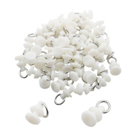 TAODAN 50PCS Guide Rail Glider Hooks 0.43x0.83 inch Ceiling Curtain Track Glider Plastic Ring Mosquito Net Straight Track Curved Track Hooks Shower Curtain Carrier Pulley Accessories