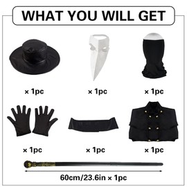 Metaparty Plague Doctor Costume with Bird Plague Mask Mask,Steampunk Accessories Horror Scary Costumes (Women, XL)