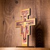 Intercession San Damiano Standing Wood Cross Crucifix