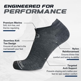 CloudLine Merino Wool Running Socks for Men and Women - Ultralight, Thin, Anti-Blister, Moisture Wicking, Made in USA - Black, Size X-Large, 1 Pair