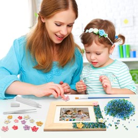 DIY Mosaic Picture Frame Craft Kit for Kids - Creative Arts & Crafts Glass Pebbles Activity for Girls & Boys, Decorate Your Own Photo Frame, Perfect Birthday & Christmas Gift for Kids Ages 6-12