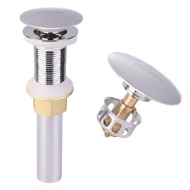 Hertone Bathroom Sink Drain Stopper Without Overflow, Pop Up Sink Drain with Detachable Strainer Basket, Sink Stopper for Vessel Sink Lavatory Vanity and Basin, Made of All Metal, Chrome