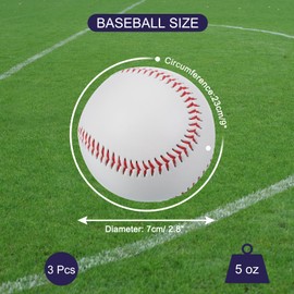 PATIKIL 9 Inch Baseball 3 Pack Hard Baseballs Bulk Standard Size Adult Leather Practice Training Baseball Unmarked Baseballs for Pitching