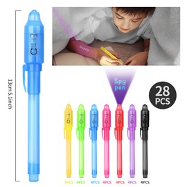 iZoeL UV Pens Pack of 28 Children's Secret Pen Magic Pens Party Bag Advent Calendar Filling Detective Party Favour Invisible Pen Spy Pen for Writing Secret Messages