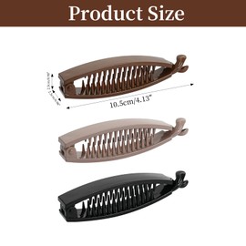 Rieoany Hair Clips for Girls, 3 Pack Banana Hair Clip, Stylish Banana Clip for Ponytail, Simple Non-Slip Plastic Accessories for Daily Use