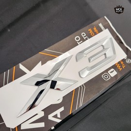 MCK Auto - X3 Silver Shiny Tailgate Logo Back Badge Emblem Tuning Modification for E83 F25 G01