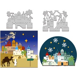 GLOBLELAND Town of Bethlehem Cutting Dies Christmas Embossing Stencil Template for Card Making DIY Scrapbooking Carbon Steel Die Cutting Template Metal Die Cuts for DIY Crafting Decor