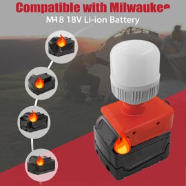 12W Cordless LED Work Light for Milwaukee M 18 18V Battery(No Battery), 1300LM LED Bulb Flashlight with Low Voltage Protection for Camping Emergency Car Repairing Storeroom and Job Site Lighting