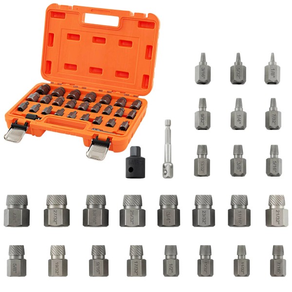 Unbranded 27 PCS Multi-Spline Screw Extractor Set w/ 3/8” Drive