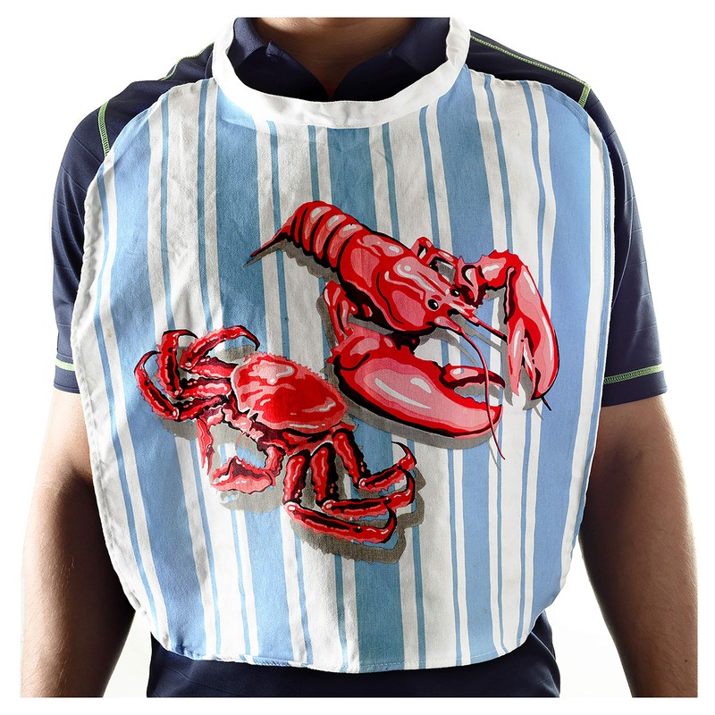 Norpro Seafood Bib, One-Size (Set of 2), Blue/White/Red