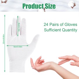 48 Pcs White Cotton Gloves for Overnight Moisturising Dry Hand Eczema,Soft Coin Jewelry Inspection Gloves Serving Gloves Moisturizing Gloves One Size