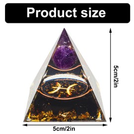 VBNZBK Orgonite Pyramid Crystals Pyramid Large Gemstones Pyramids Zodiac Sign Esoteric Zodiac Sign Gifts 12 Constellation Meditation Decoration Esoteric Decoration (Pisces)