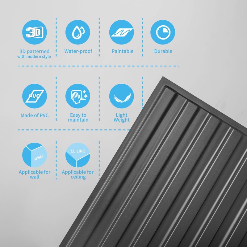 Art3d 6-Pack Slat Design 3D Wall Panels for Interior Wall
