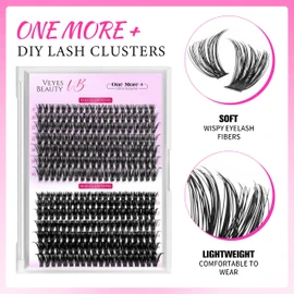 VEYESBEAUTY Lash Clusters Individual Lash Extensions One More+ DIY False Eyelash Tray Volume Cluster Lashes for Self Application (50D+60D, 8-16mm).