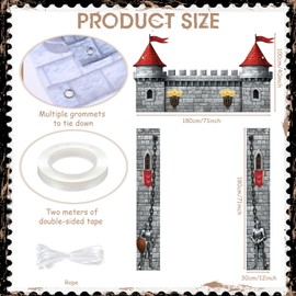 Moukeren Medieval Castle Door Banner Party Decoration Medieval Entryway Porch Banner Castle Knight Themed Door Hanging Cover Backdrop for Birthday Decoration Photo Booth Props Decor Party Favors