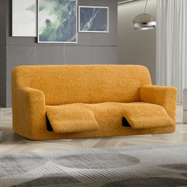 PAULATO BY GA.I.CO. Recliner Sofa Cover - Reclining Couch Slipcover - Soft Polyester Fabric Slipcover - 1-Piece Form Fit Stretch Furniture Protector - Microfibra Collection - Mango (Couch Cover)