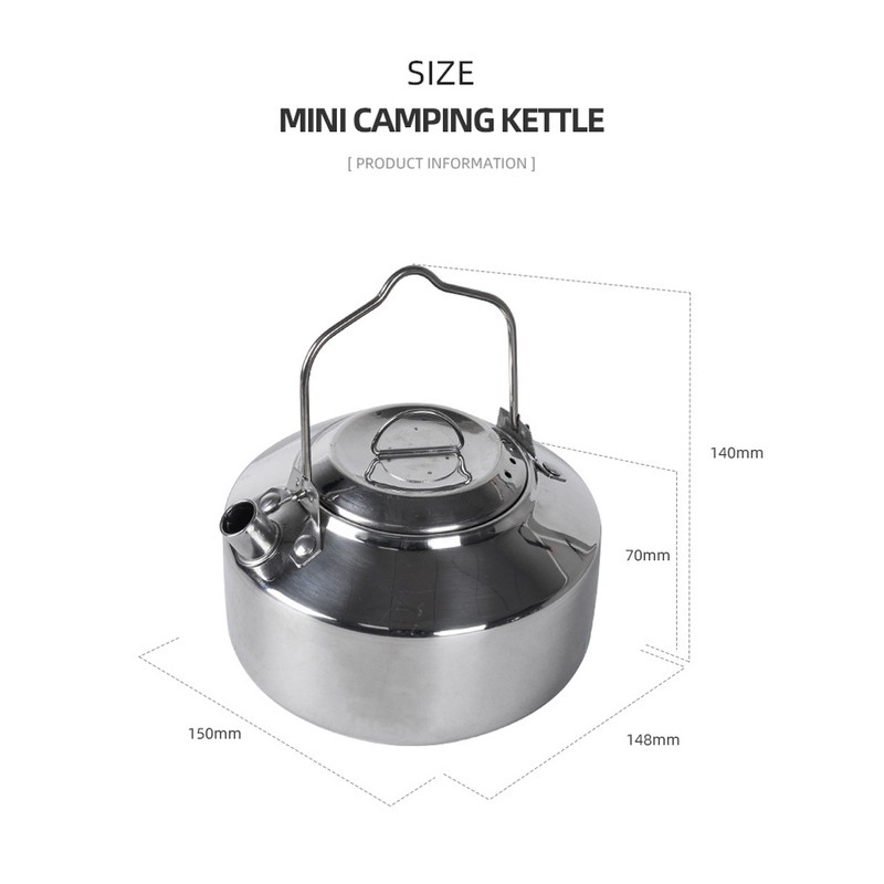 Outdoor Stainless Steel Kettle Locking Handle Camping Hung Pot Portable