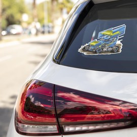 Sprint Car Racing Dirt Race Bumper Vinyl Sticker Decal Motorcycle Stickers Good for Laptop Bumper Skateboard Luggage Sticker for Truck Hardhat Stickers for Men 5"X4.5" sf77